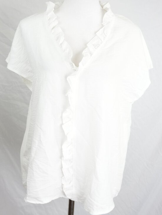 SHEIN Tops - LNC Textured Shirt Pull Over Lightweight Shein Womens Large White Top